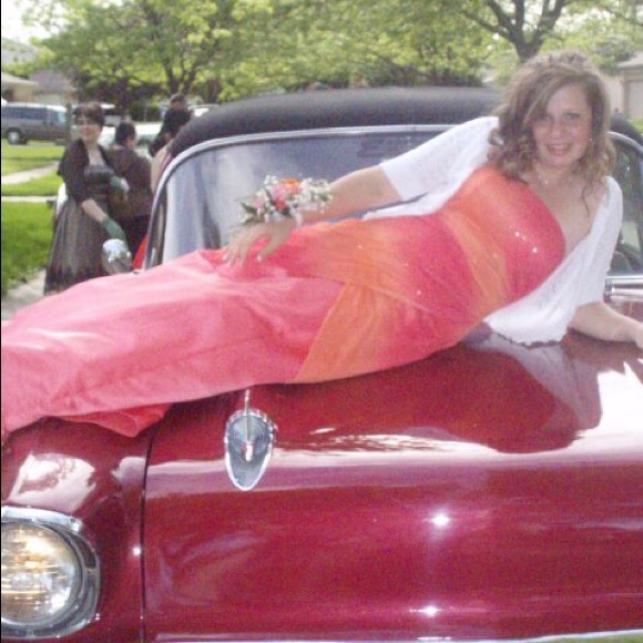 Orange and Salmon Prom Dress - Picture 1 of 4